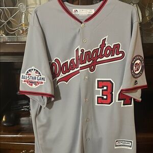 Majestic Washington Nationals Gray and Red Harper Jersey